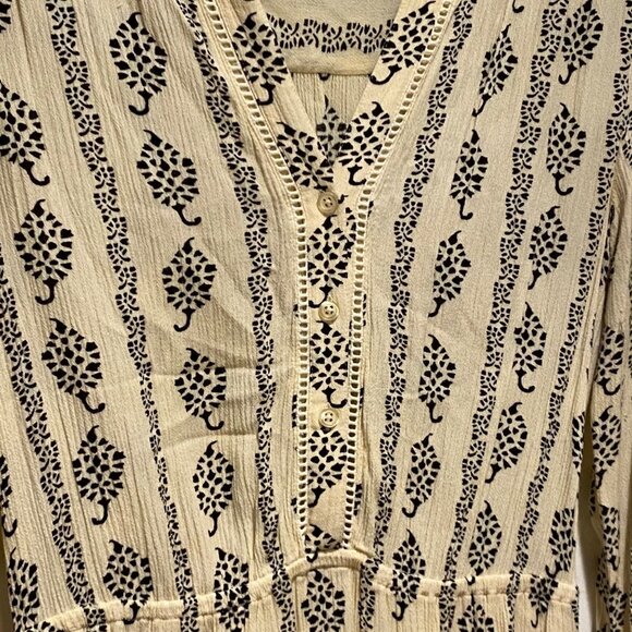 LOFT Cream & Black Long Sleeve Button-Down Sheath Dress Size XS - Picture 2 of 4